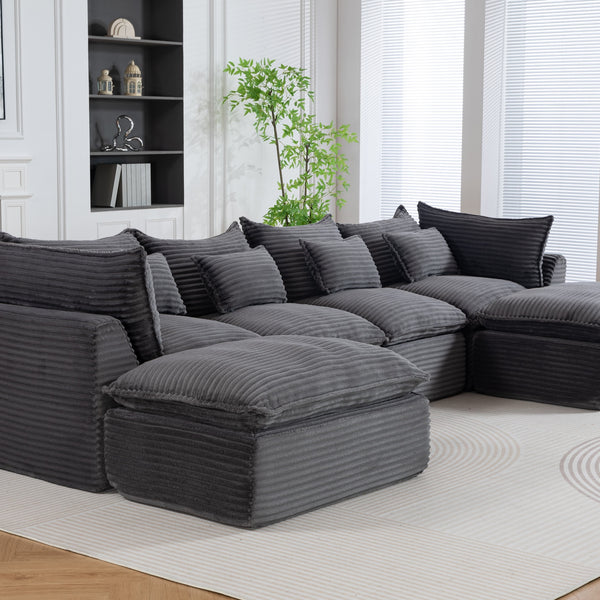 Cloud couch U-shaped corduroy sectional