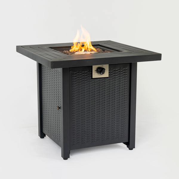 Square fire pit table flame