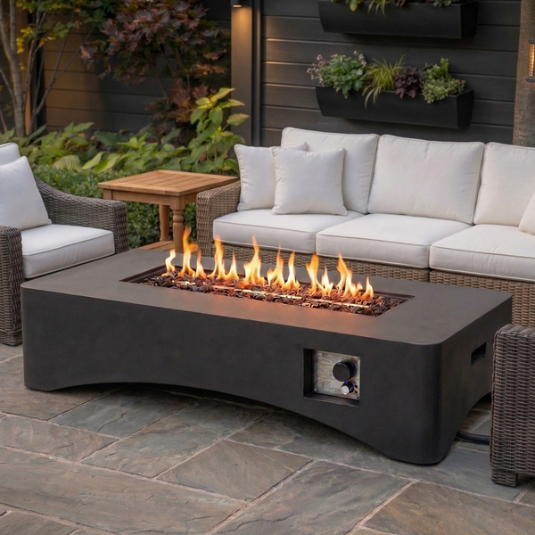 Concrete fire table flame