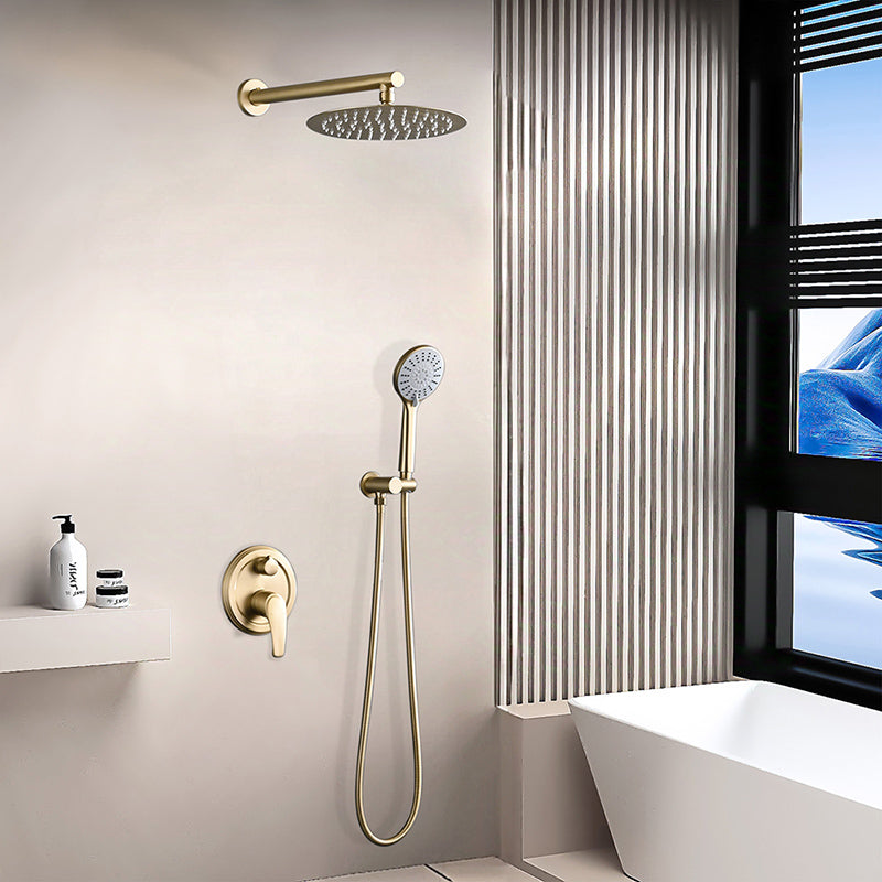 10 inch brushed gold rain shower system with 5-function handheld shower