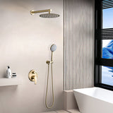 10 inch brushed gold rain shower system with 5-function handheld shower