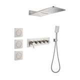 10 inch brushed nickel waterfall rain shower system with 3 body sprays and handheld shower