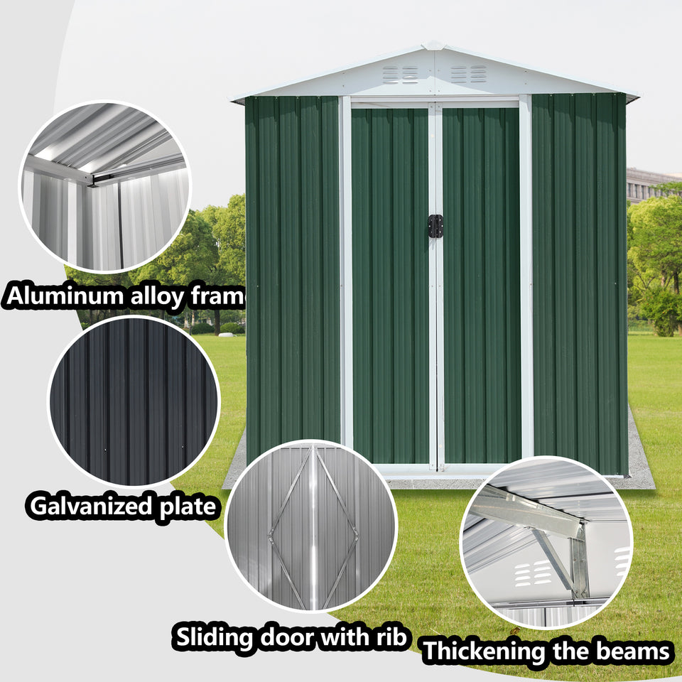 Small green garden shed