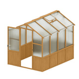 6x8 wooden greenhouse with polycarbonate panels