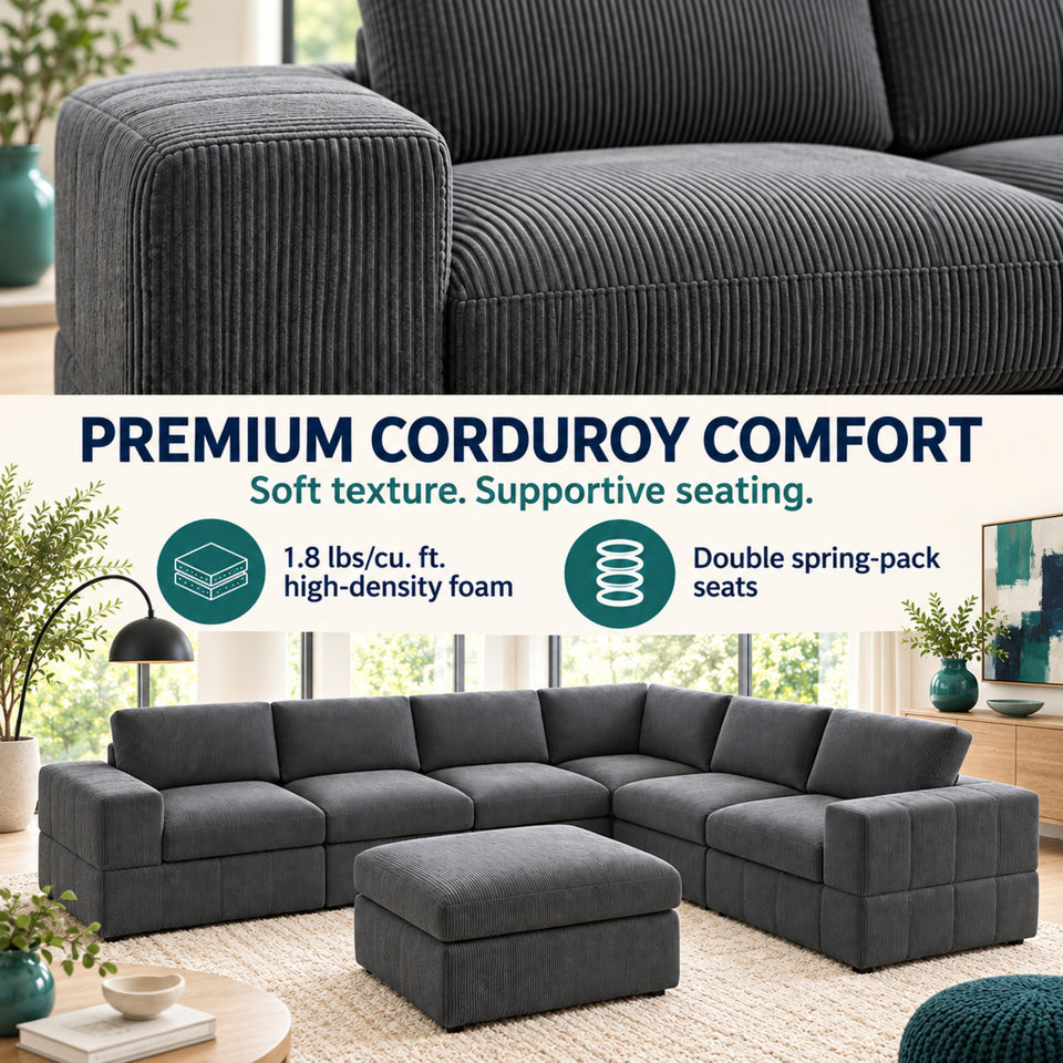 Modular sectional in living room