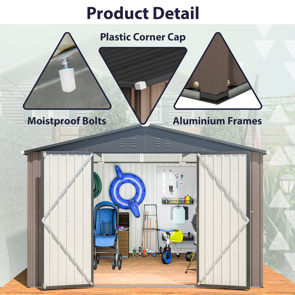 Metal shed doors and lock