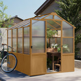 Wooden greenhouse in garden