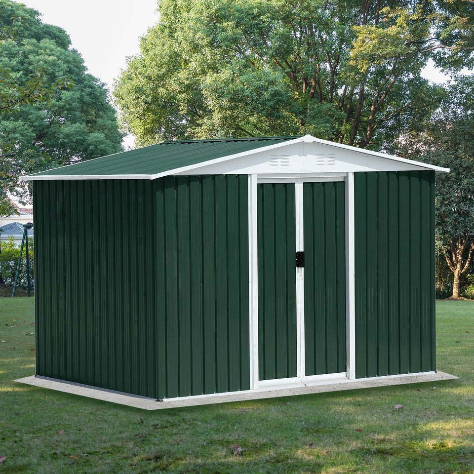 Garden shed sliding door open