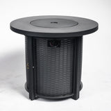 Round fire table on patio