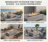 Rectangle fire pit table on patio