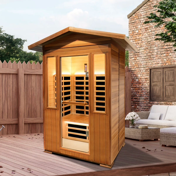 Outdoor red cedar far infrared sauna