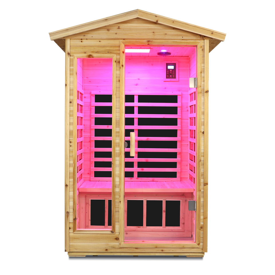 Outdoor infrared sauna fir wood exterior