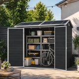 Resin shed double doors open