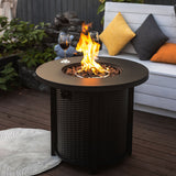 Round fire pit table flame