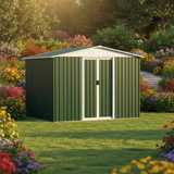 8x6 metal garden shed with sliding door