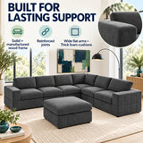 Dark gray corduroy modular sectional