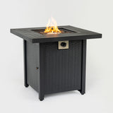 Square fire pit table flame