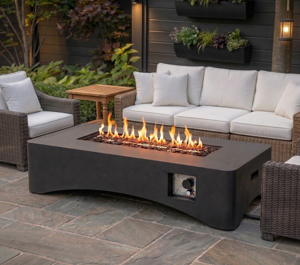 Concrete fire table flame