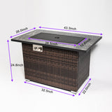 Wicker fire pit table on patio