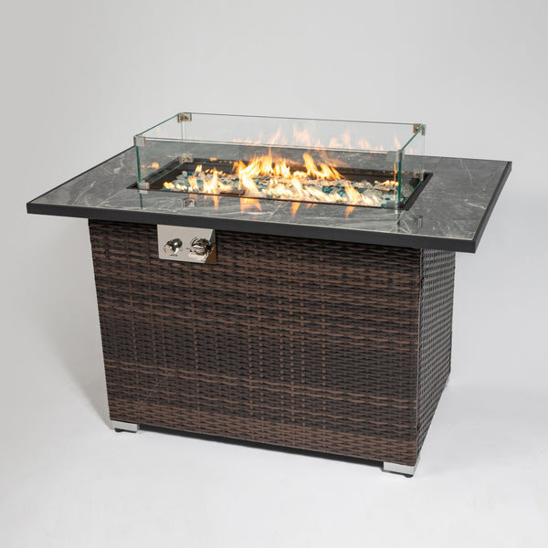 Wicker fire table flame