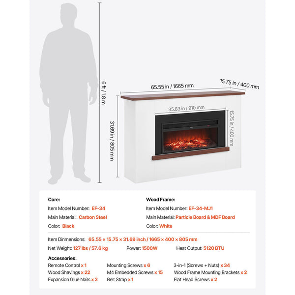 65.5 inch electric fireplace flame view