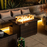 44 inch wicker propane fire pit table with tile top