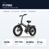 F1 Pro Foldable Fat Tire Electric Bike – 20"×4.0, 750W, 28 MPH