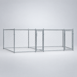 Dog kennel side view showing full 26 ft length