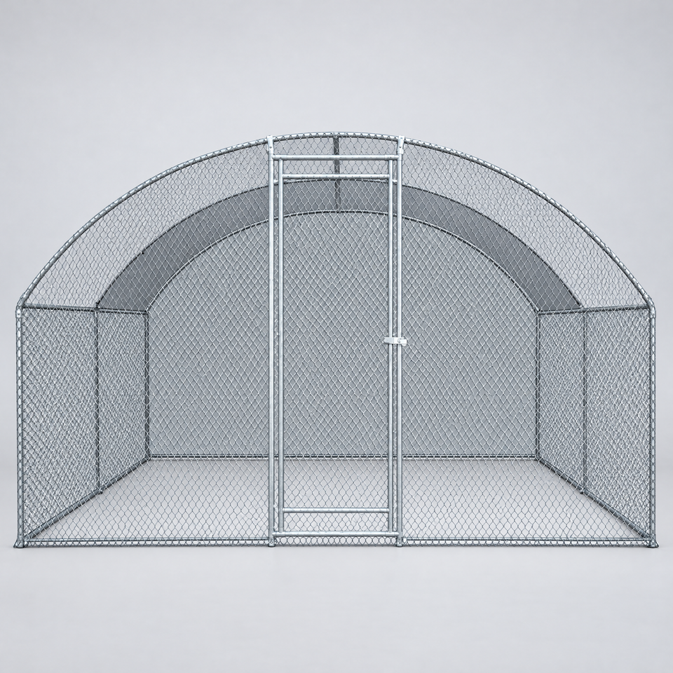 Chicken coop front view with door