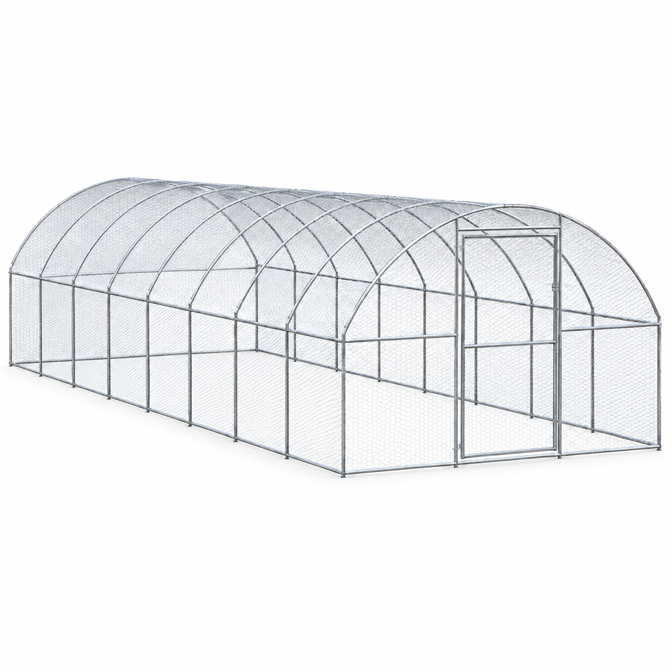 Extra-large walk-in chicken run 9.8 x 26.2 ft on white background