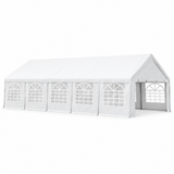 16 x 32 ft white heavy-duty party tent and carport on white background
