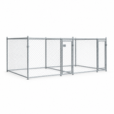 Heavy-duty galvanized steel dog kennel 26.2 x 6.6 x 4.9 ft on white background
