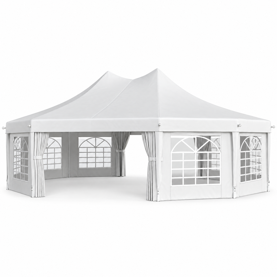 29 x 21 ft white wedding and event party tent on white background