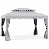 10 x 13 ft aluminum patio gazebo with netting and curtains on white background