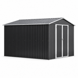 10 x 10 ft galvanized steel metal storage shed on white background