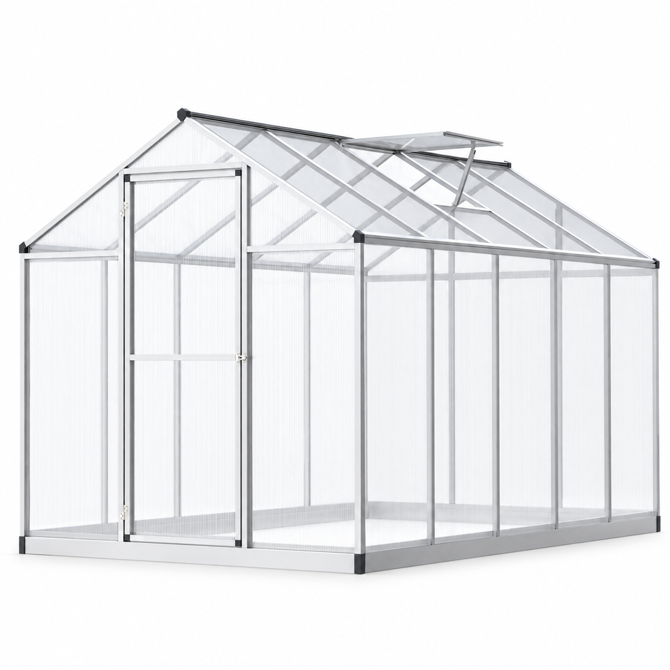 Walk-in polycarbonate greenhouse 10 x 6 ft on white background