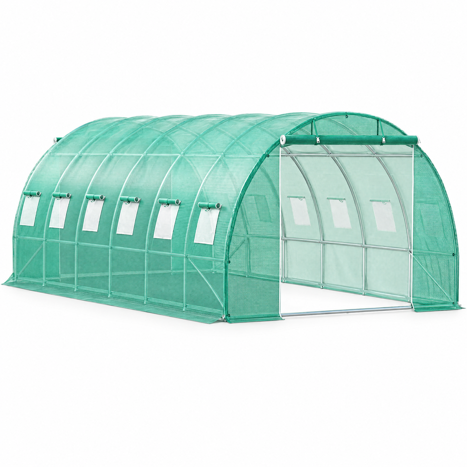 20 x 10 x 7 ft walk-in tunnel greenhouse on white background