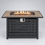 Fire pit table front view with flame