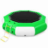13 ft inflatable water trampoline green and white on white background