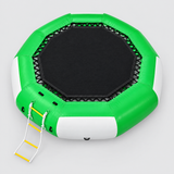 Water trampoline top view showing jumping mat and ladder