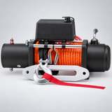 Winch front view with fairlead and hook