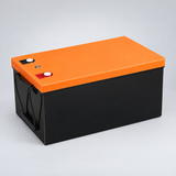 Golf cart battery top view with terminals and display