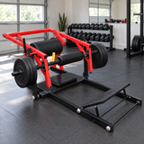 Hip thrust machine in a home garage gym