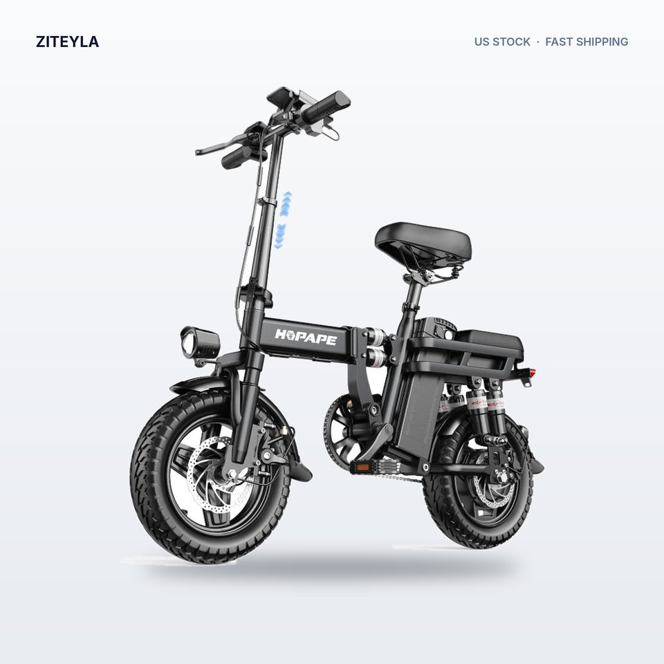 RS5 Folding Electric Bike – 14", Dual Suspension, 500W