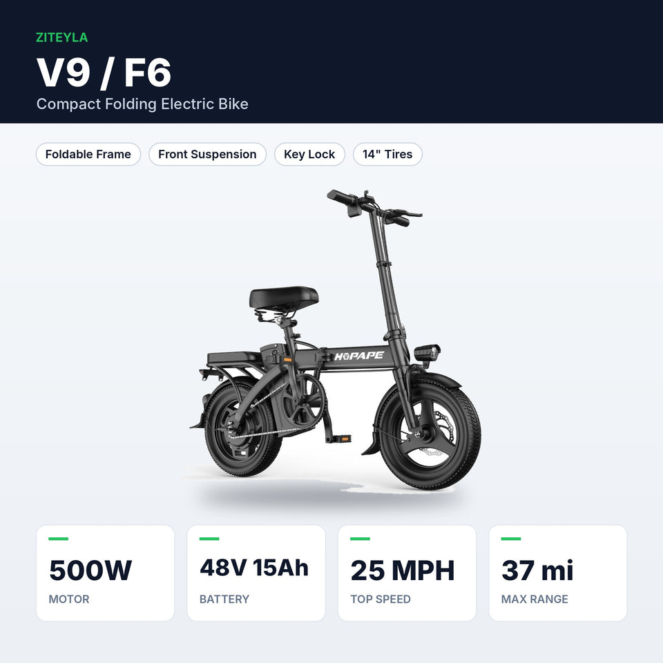 V9/F6 Folding Electric Bike – 14", 500W, 48V